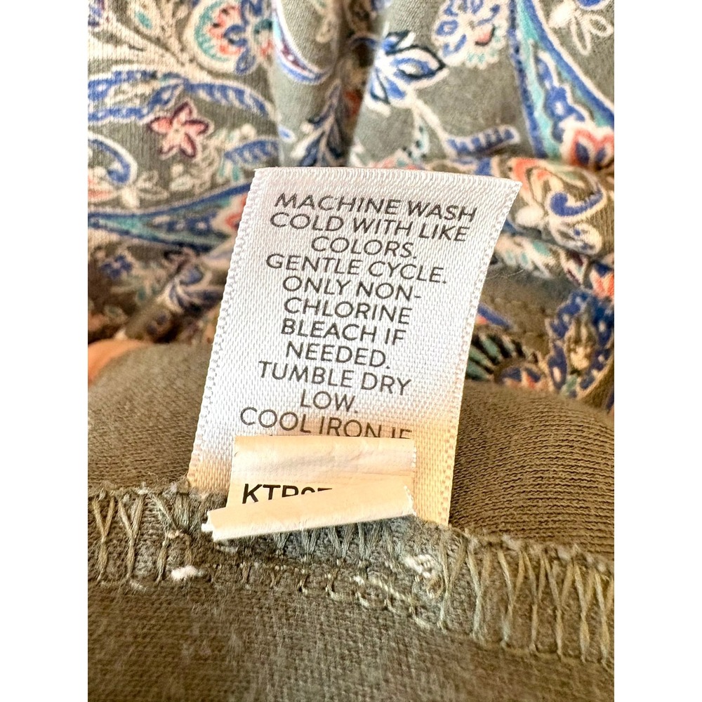 J. Jill Simply Supima Side-Split Tunic 2X Sage Green Paisley V-Neck Cotton Top - Picture 11 of 11
